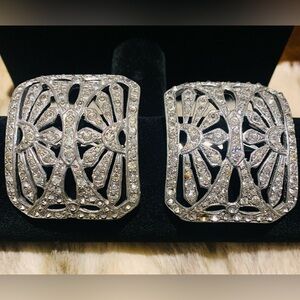 Vintage Art Deco Rhinestone Shoe Clips: hair jewelry, scarf pin, belt buckle